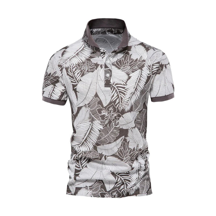 Hawaii-inspiriertes Poloshirt für Männer mit tropischem Design und atmungsaktivem Material für den Sommer.