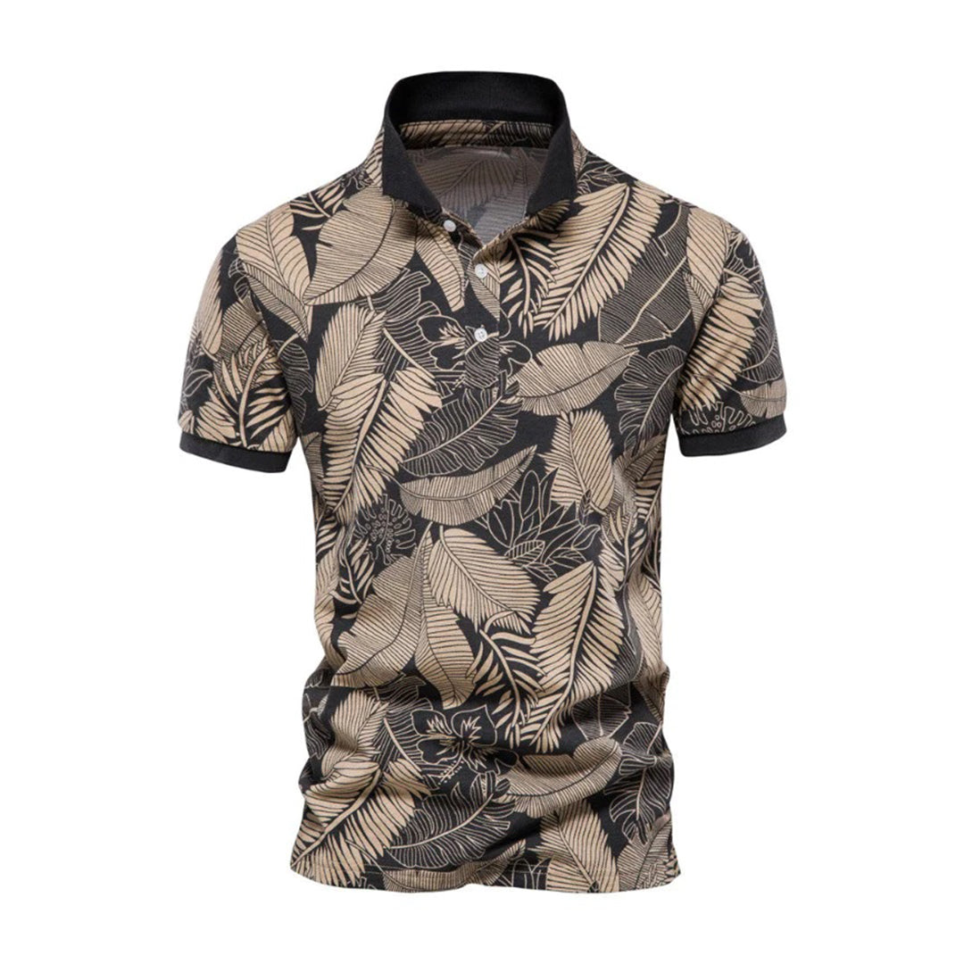Hawaii-inspiriertes Poloshirt für Männer mit tropischem Design und atmungsaktivem Material für den Sommer.