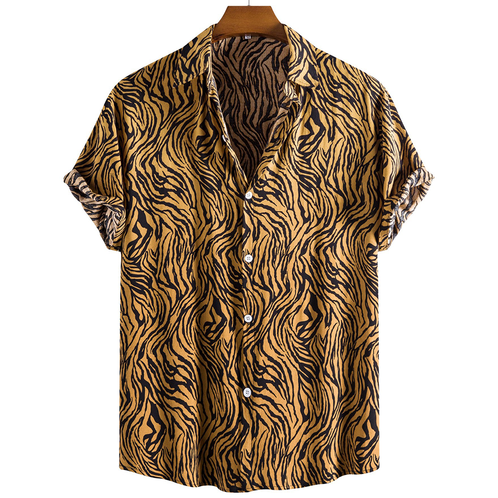 Cooles Herren-Sommerhemd mit auffälligem Tigerdruck – perfekt für warme Frühlingstage und heiße Sommertage.