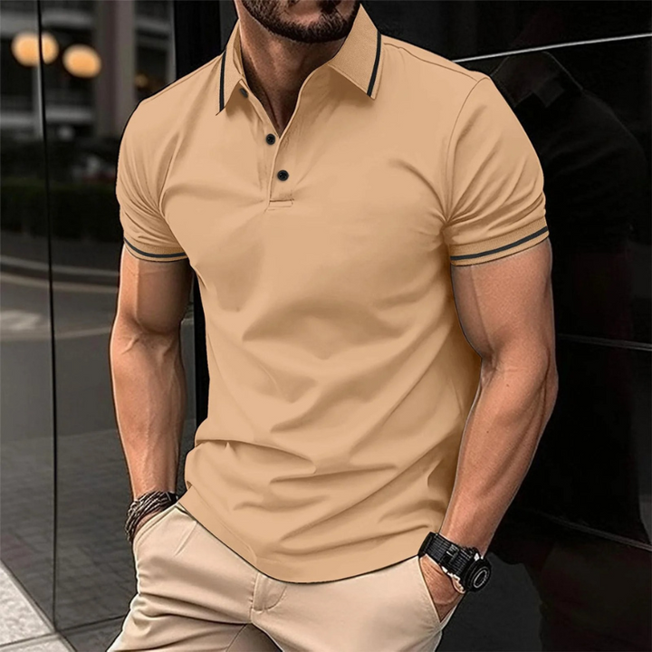 Kurzärmeliges Herren-Poloshirt in raffiniertem, atmungsaktivem Design für den Sommer.