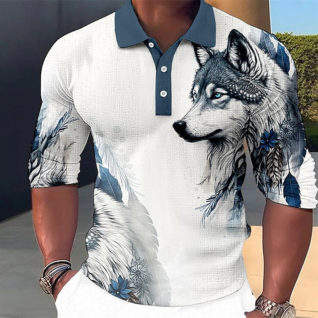 Herren Poloshirt mit Wolfsdruck – markantes Design, hoher Tragekomfort & perfekt für Freizeit