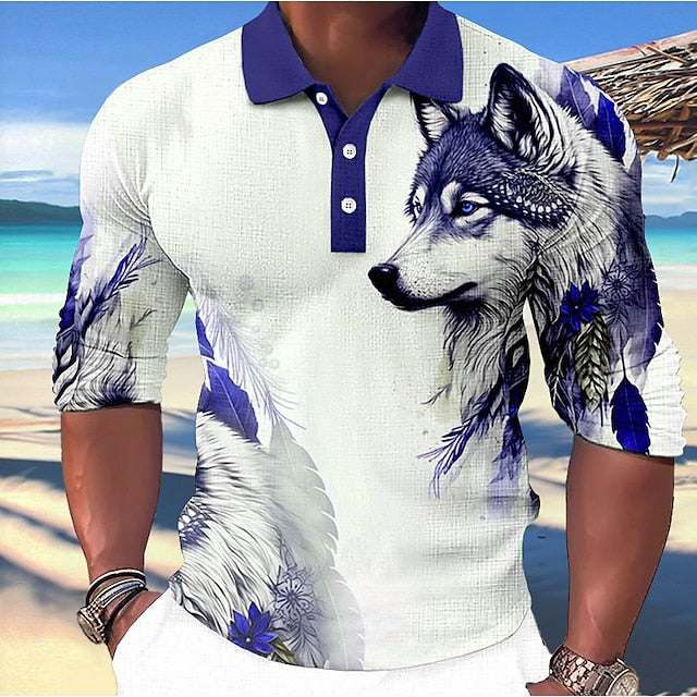 Herren Poloshirt mit Wolfsdruck – markantes Design, hoher Tragekomfort & perfekt für Freizeit