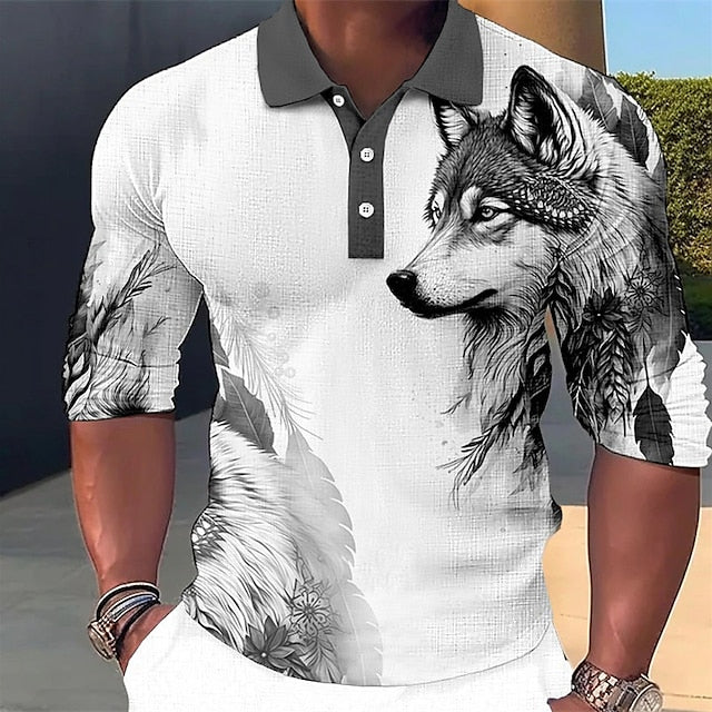 Herren Poloshirt mit Wolfsdruck – markantes Design, hoher Tragekomfort & perfekt für Freizeit
