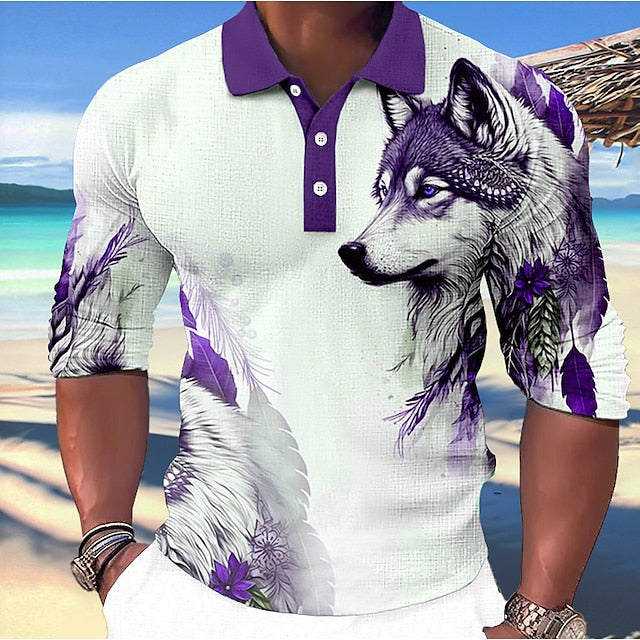 Herren Poloshirt mit Wolfsdruck – markantes Design, hoher Tragekomfort & perfekt für Freizeit