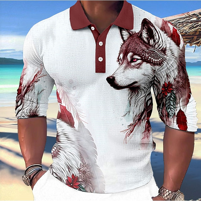 Herren Poloshirt mit Wolfsdruck – markantes Design, hoher Tragekomfort & perfekt für Freizeit