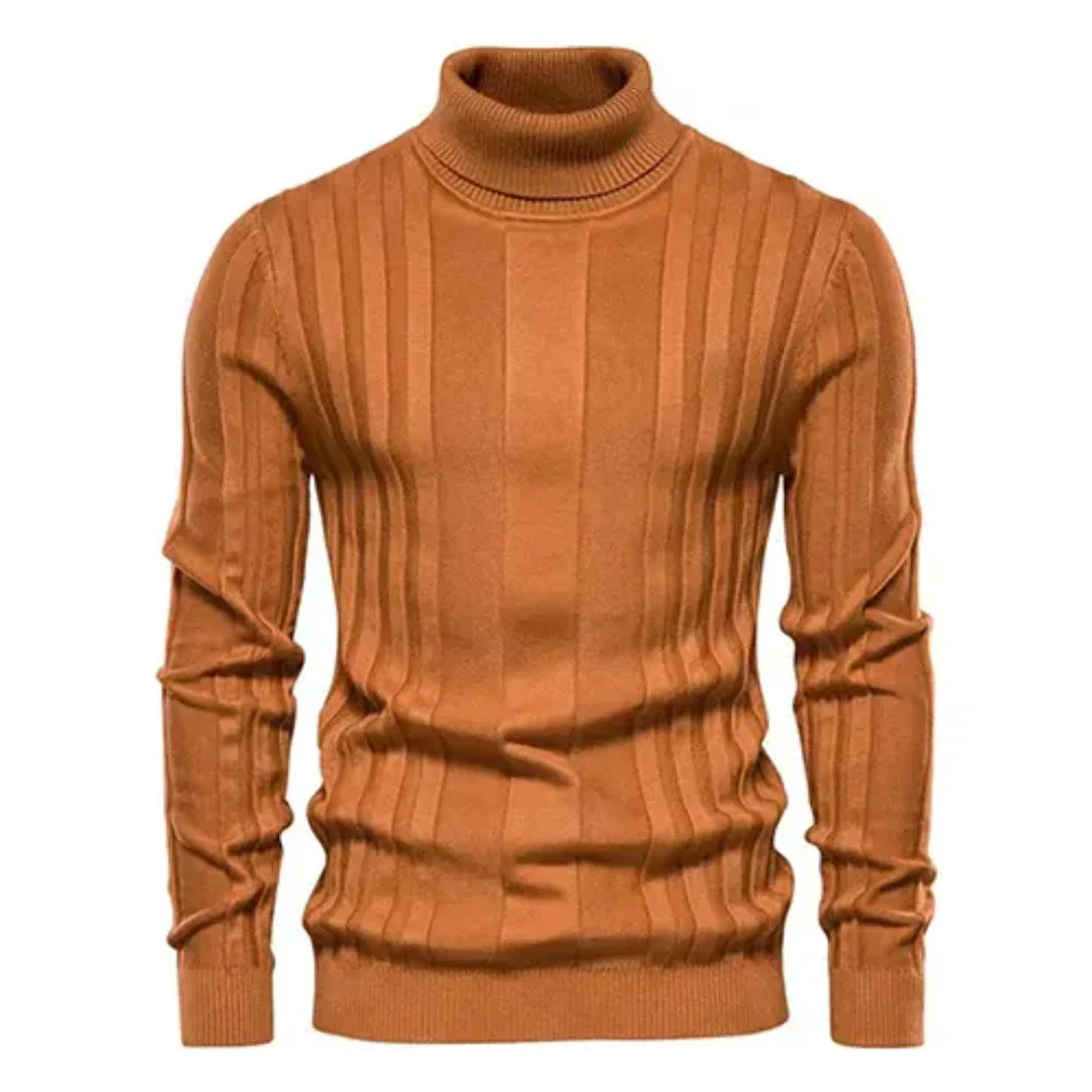 Herren-Rollkragenpullover im Vintage-Stil, ideal für stilvolle Herbst- und Winterlooks.