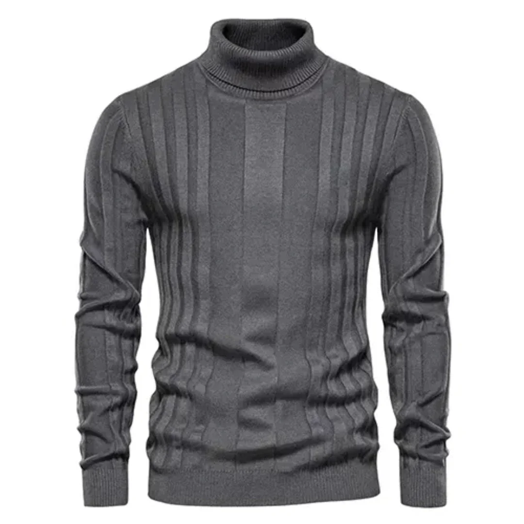 Herren-Rollkragenpullover im Vintage-Stil, ideal für stilvolle Herbst- und Winterlooks.