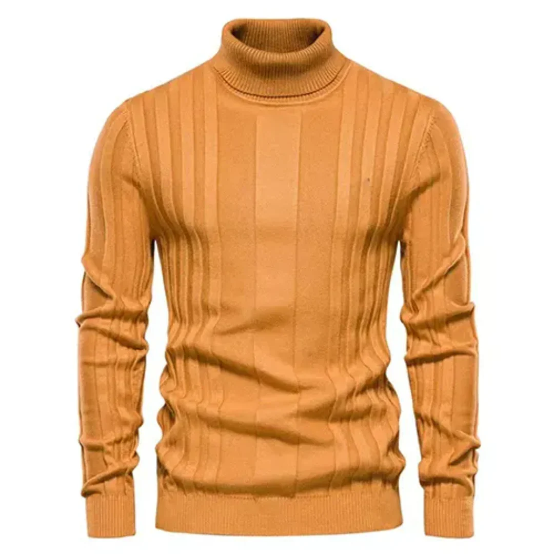 Herren-Rollkragenpullover im Vintage-Stil, ideal für stilvolle Herbst- und Winterlooks.