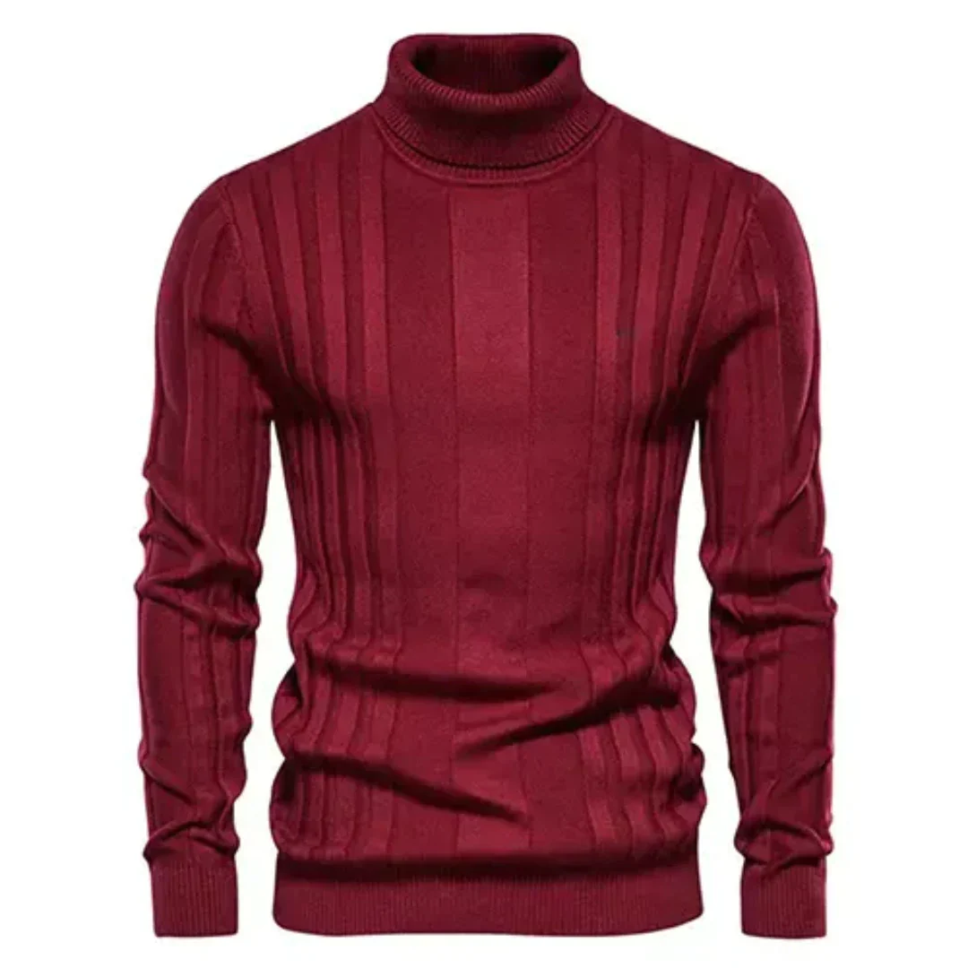 Herren-Rollkragenpullover im Vintage-Stil, ideal für stilvolle Herbst- und Winterlooks.