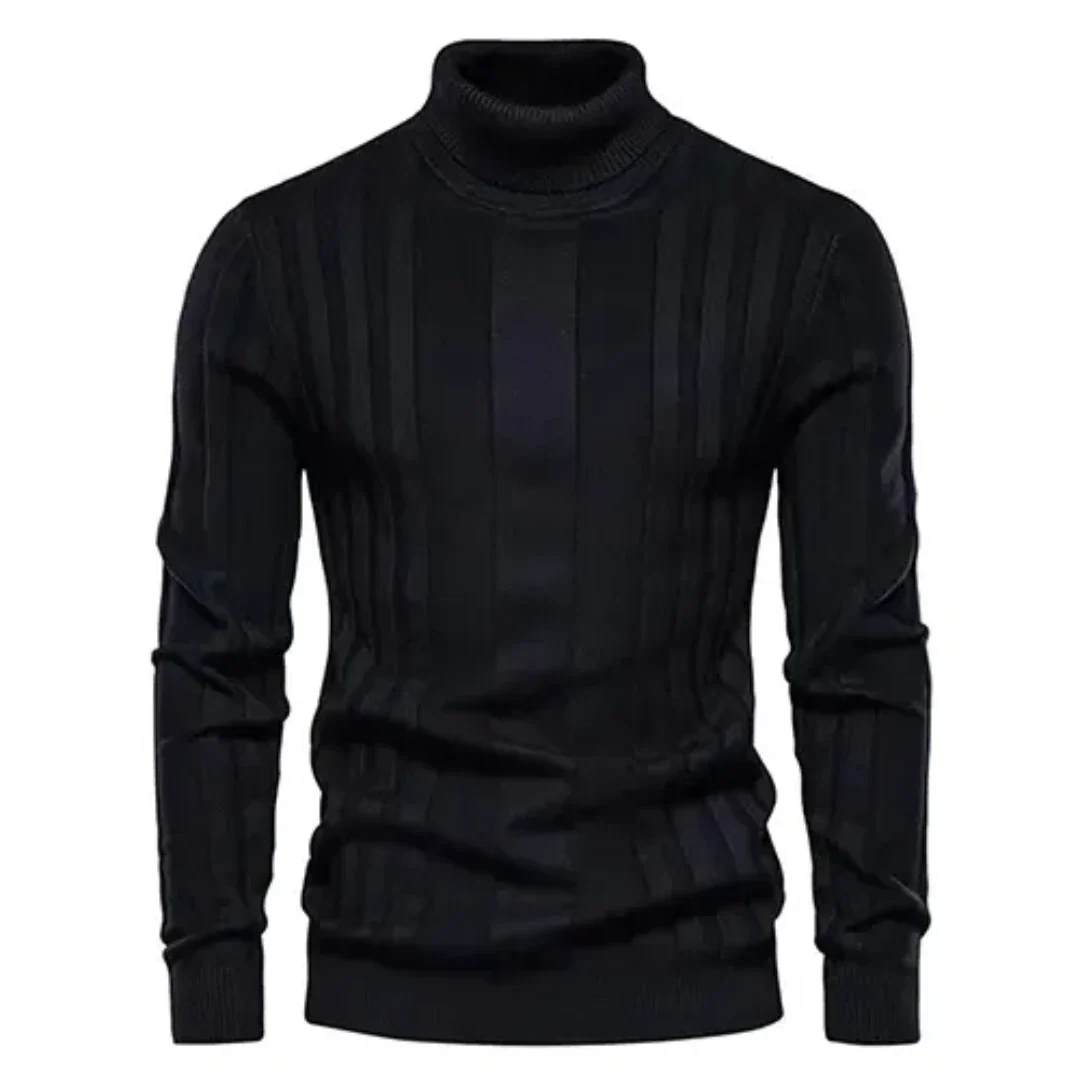 Herren-Rollkragenpullover im Vintage-Stil, ideal für stilvolle Herbst- und Winterlooks.