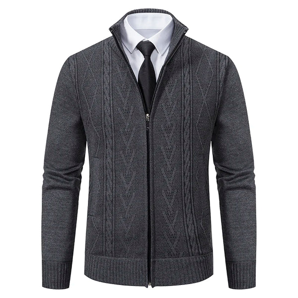 Warme Herren-Strickjacke mit Reißverschluss für kalte Tage