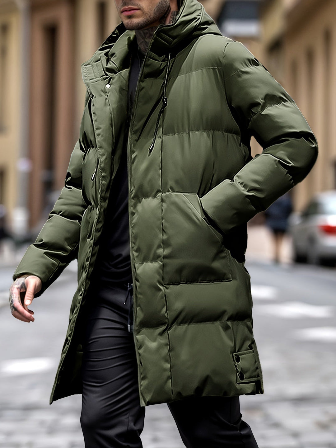 Lässige Herren-Winterjacke mit Kissenoptik, bequem und wärmend