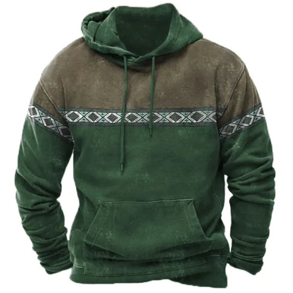 Herrenpullover im Aztekenstil für den Winter, auffälliges Design und warme Materialien.