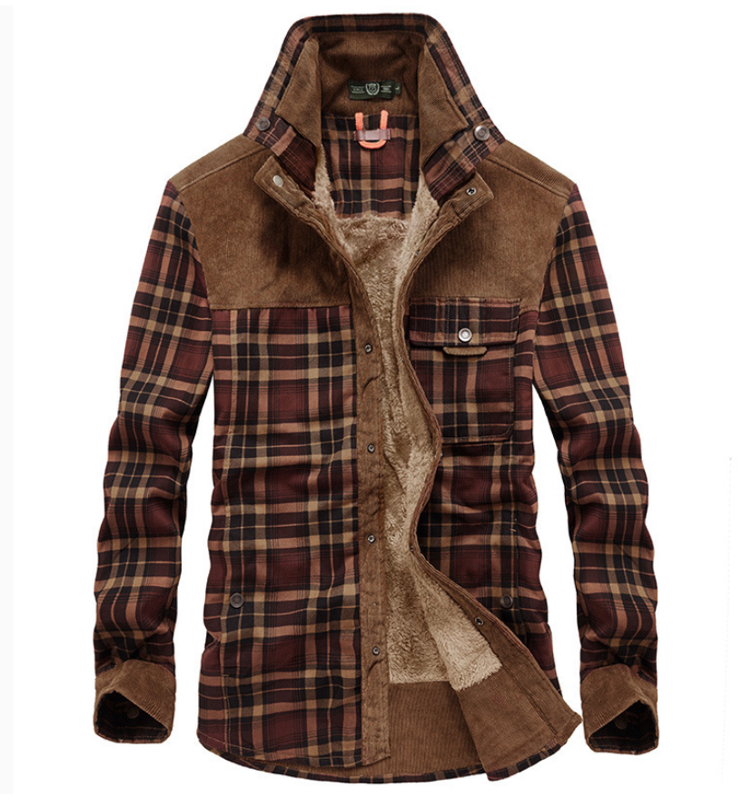 Hochwertige stilvolle Flanell-Winterjacke für Männer, warm und modisch