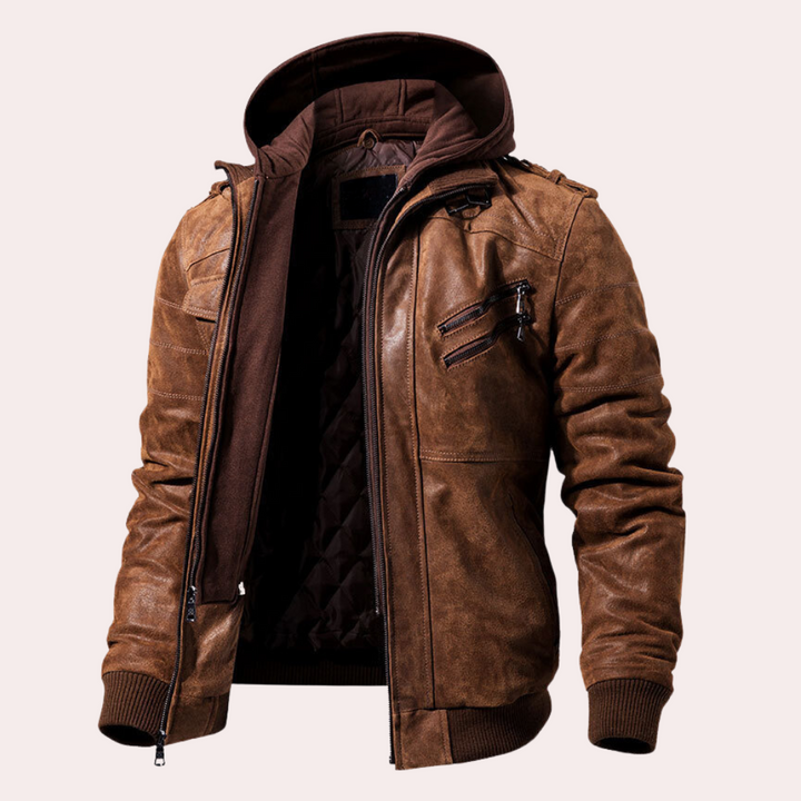 Stilvolle hochwertige Leder-Winterjacke mit wärmendem Innenfutter für Herren