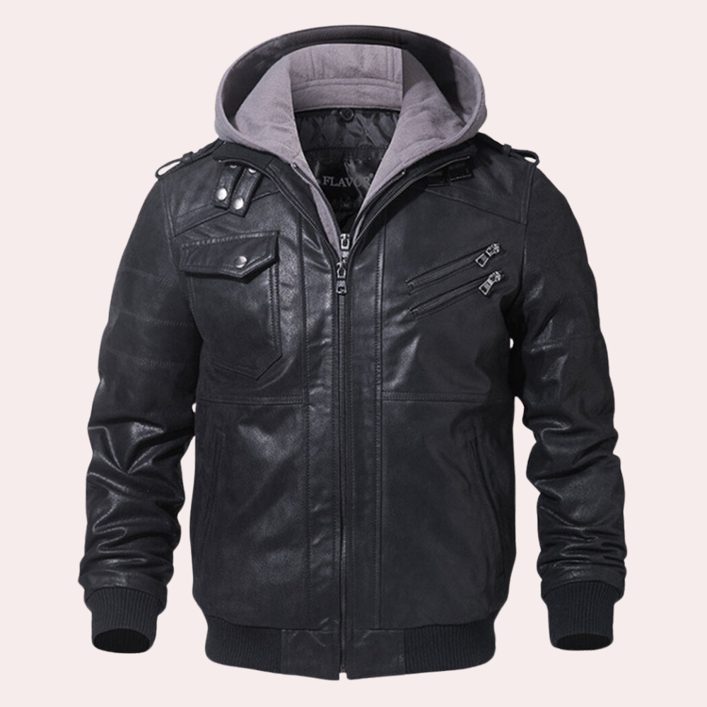 Stilvolle hochwertige Leder-Winterjacke mit wärmendem Innenfutter für Herren