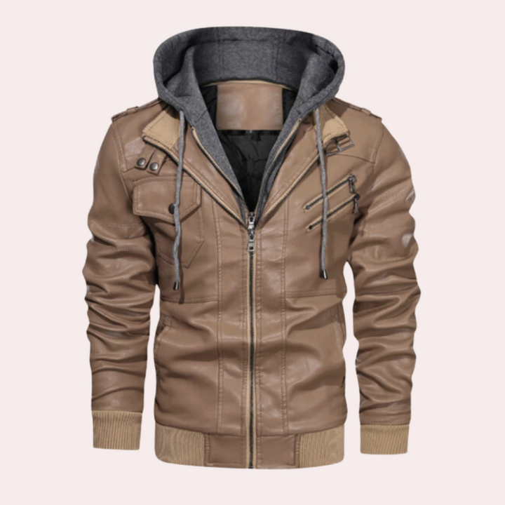 Stilvolle hochwertige Leder-Winterjacke mit wärmendem Innenfutter für Herren
