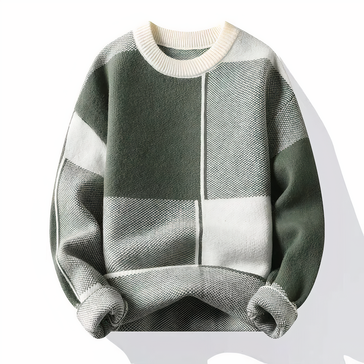 Hochwertiger karierter Strickpullover für Männer, warm und stilvoll für Herbst und Winter.