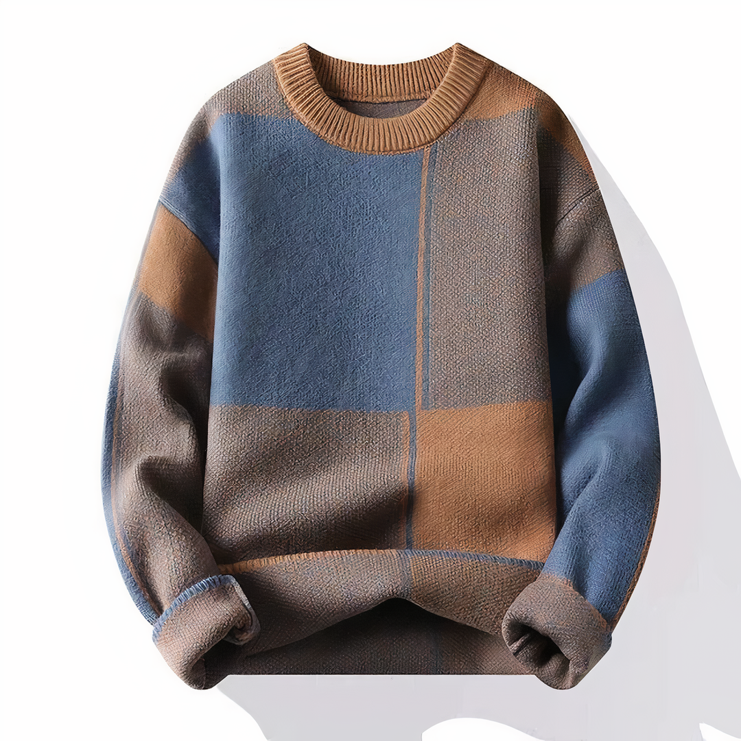 Hochwertiger karierter Strickpullover für Männer, warm und stilvoll für Herbst und Winter.