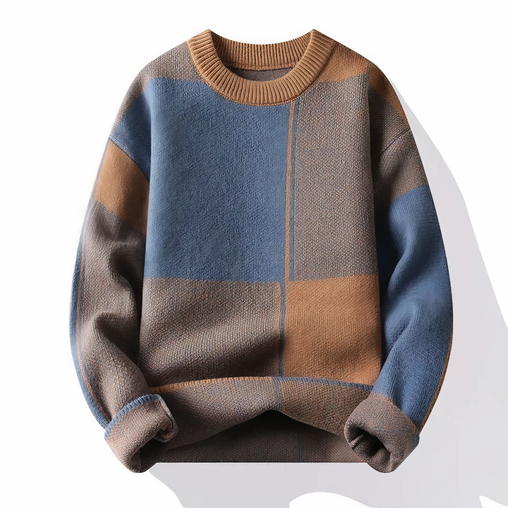 Hochwertiger karierter Strickpullover für Männer, warm und stilvoll für Herbst und Winter.
