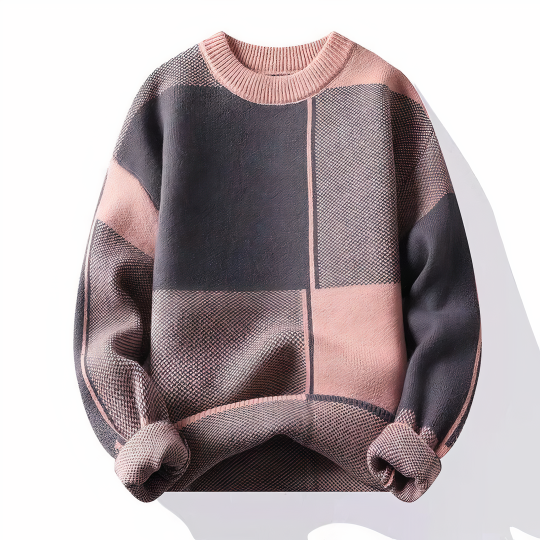 Hochwertiger karierter Strickpullover für Männer, warm und stilvoll für Herbst und Winter.