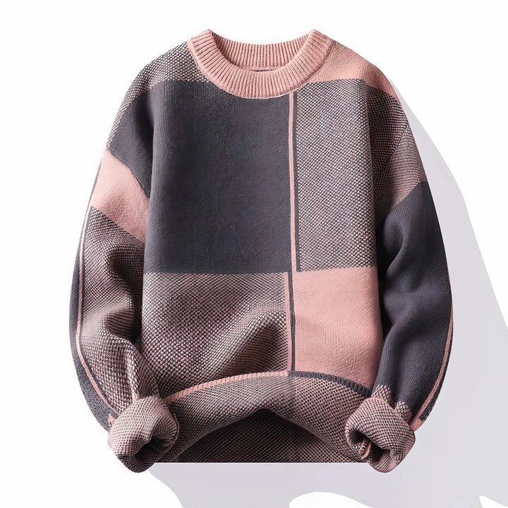 Hochwertiger karierter Strickpullover für Männer, warm und stilvoll für Herbst und Winter.