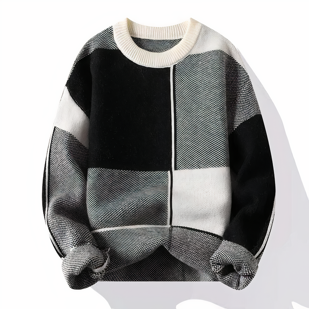 Hochwertiger karierter Strickpullover für Männer, warm und stilvoll für Herbst und Winter.