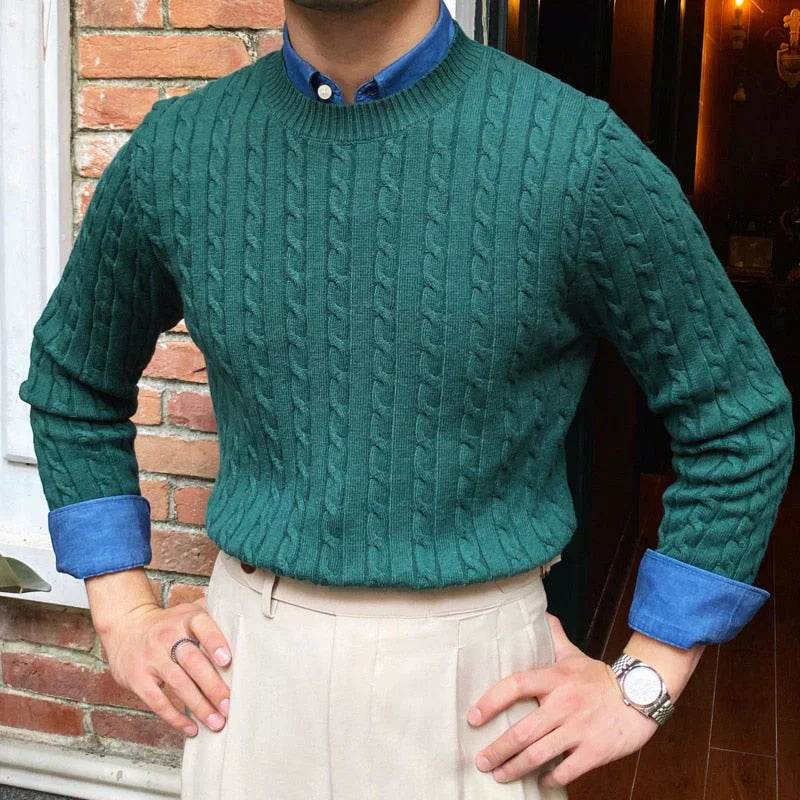 Eleganter Herren-Strickpullover mit feinem Muster, perfekt für kühle Tage