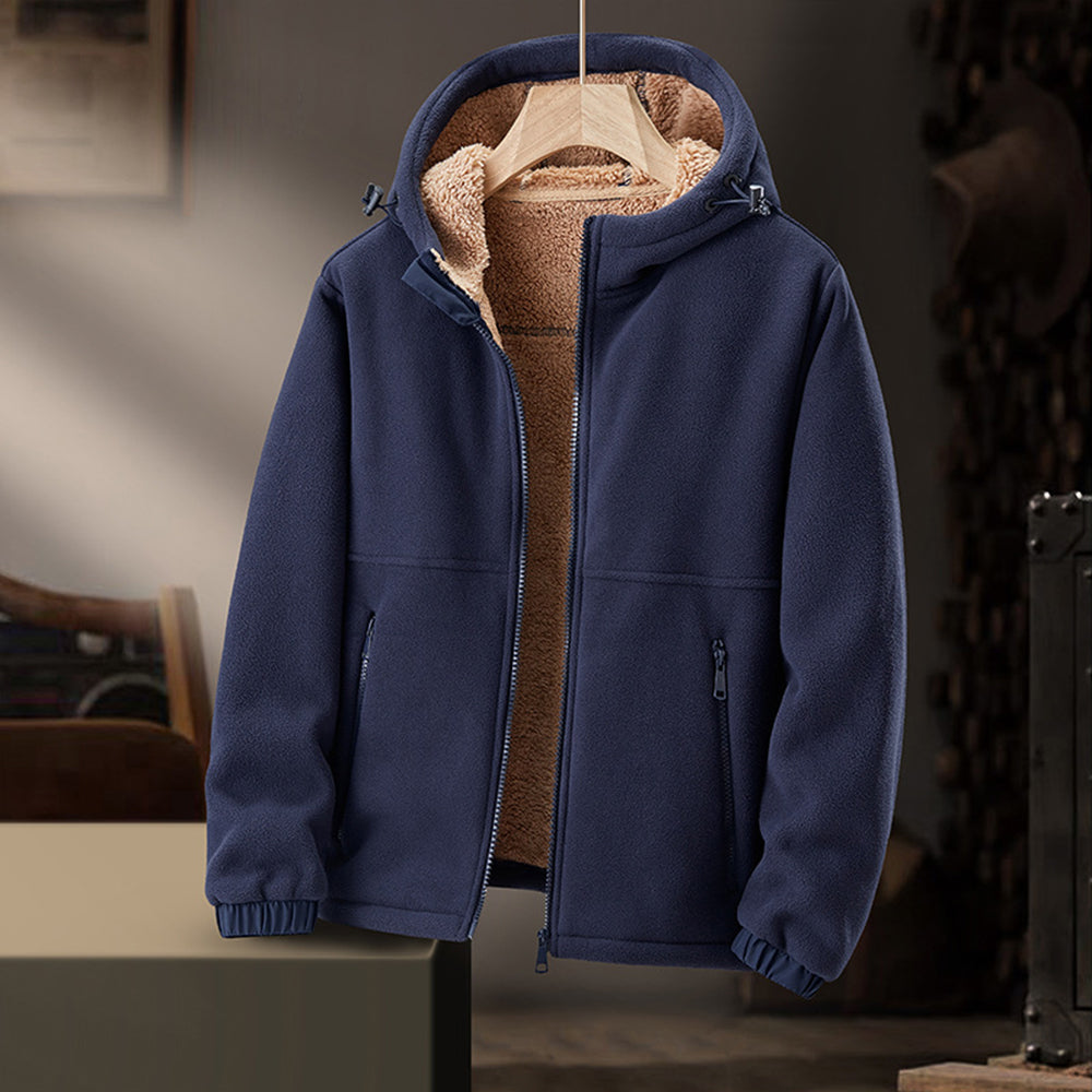 Kapuzenjacke aus dickem Sherpa für Männer, warm und kuschelig für kalte Wintertage
