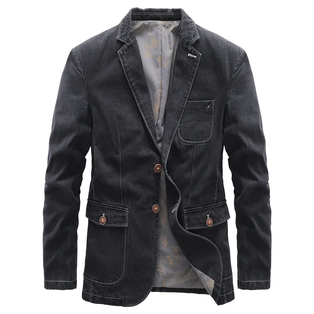 Klassische Blazer-Denim-Jacke für Männer, elegant und lässig für Herbst- und Wintertage