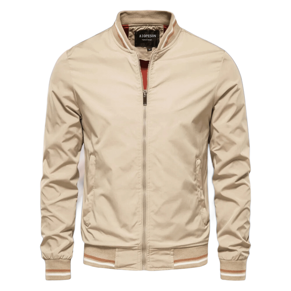 Ein Mann trägt eine klassische Bomberjacke, stylisch und bequem