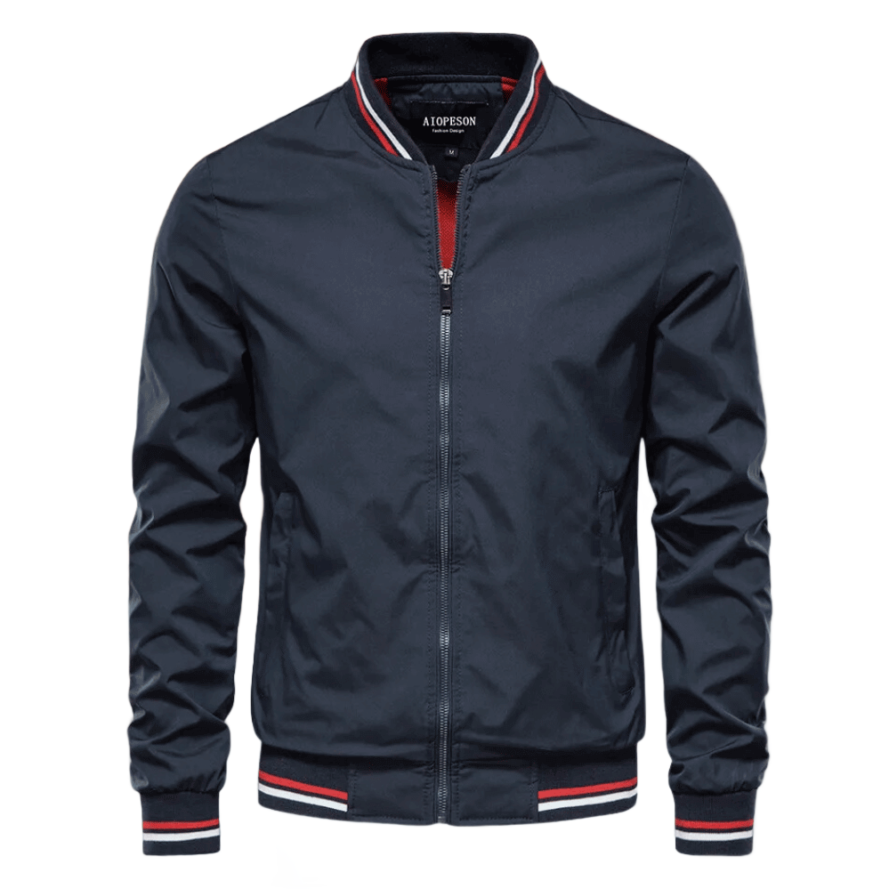 Ein Mann trägt eine klassische Bomberjacke, stylisch und bequem