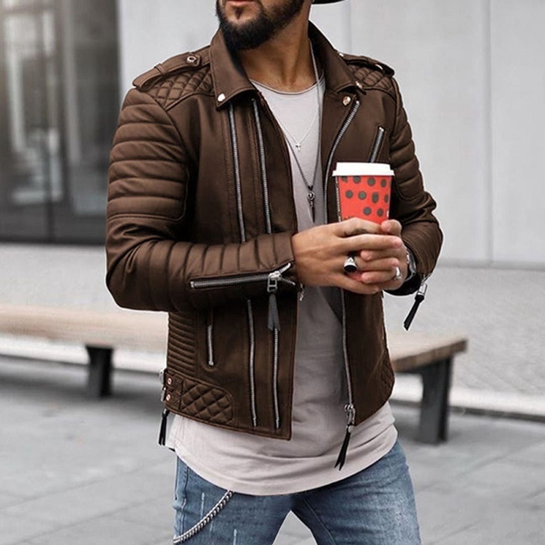 Klassische Lederjacke für Männer, perfekt für Herbst- und Wintertage.