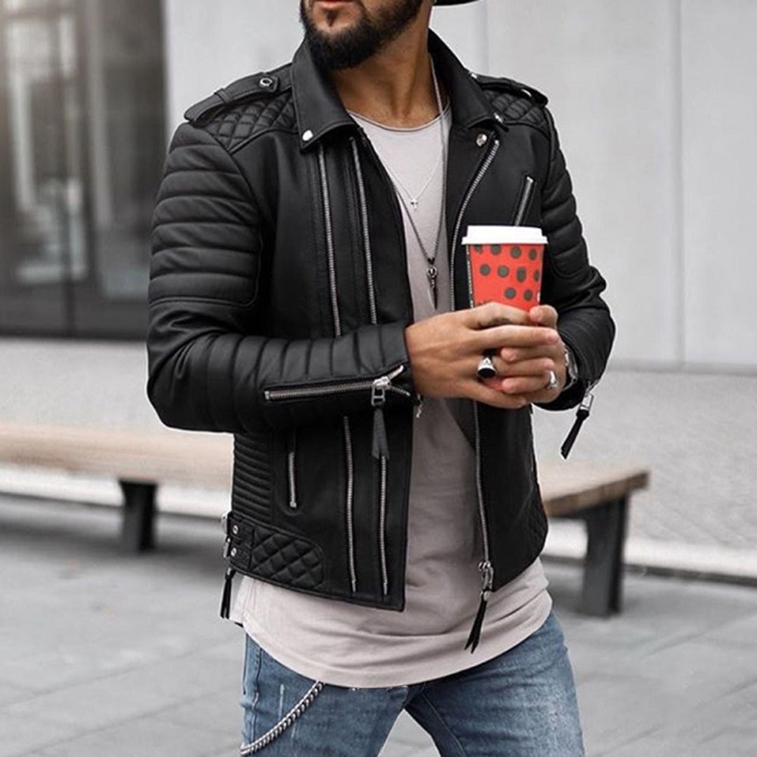 Klassische Lederjacke für Männer, perfekt für Herbst- und Wintertage.