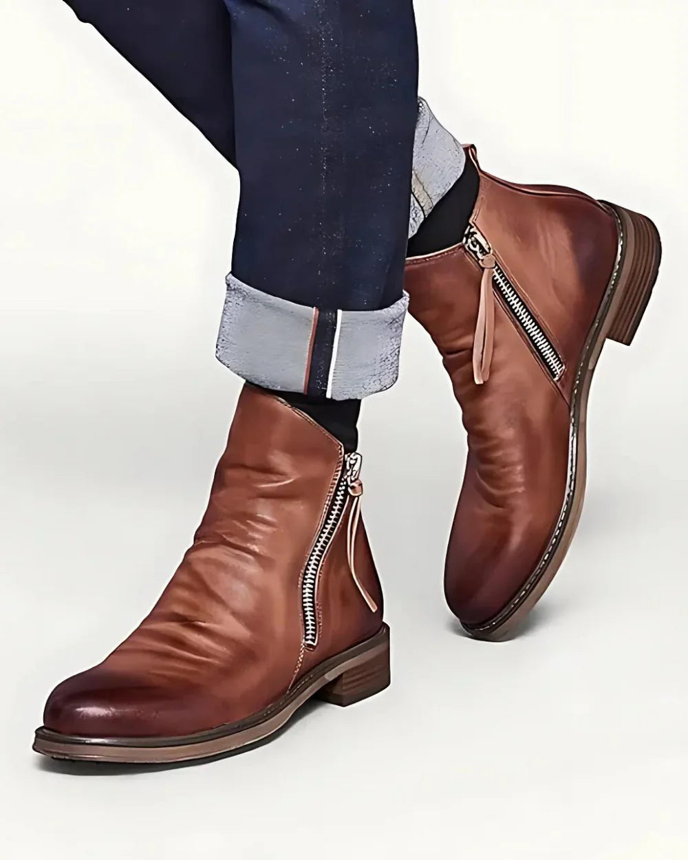 Klassische Lederstiefeletten für Männer, ideal für Herbst und Winter, mit elegantem Design