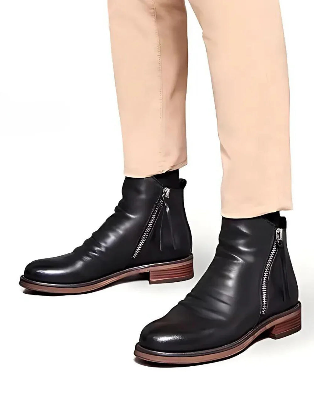 Klassische Lederstiefeletten für Männer, ideal für Herbst und Winter, mit elegantem Design