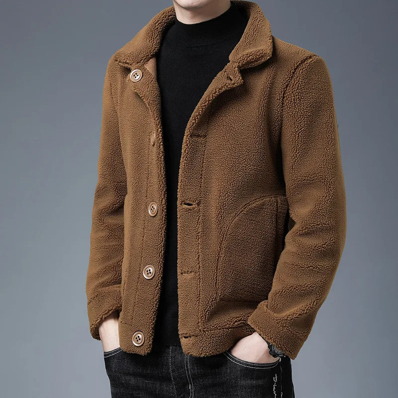 Klassische Plüsch-Winterjacke für Männer mit Kapuze und weichem Innenfutter