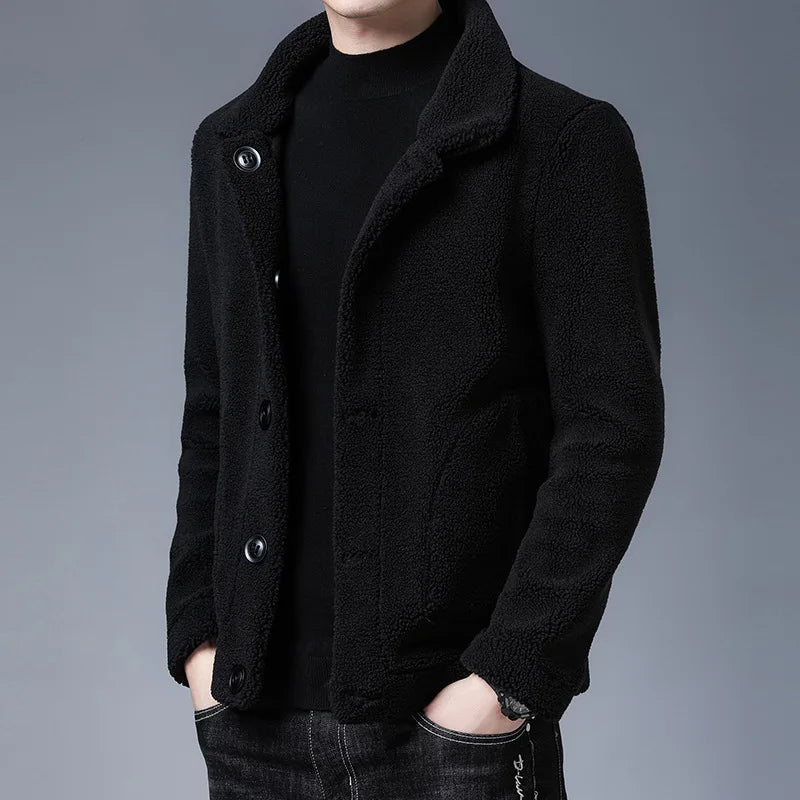 Klassische Plüsch-Winterjacke für Männer mit Kapuze und weichem Innenfutter