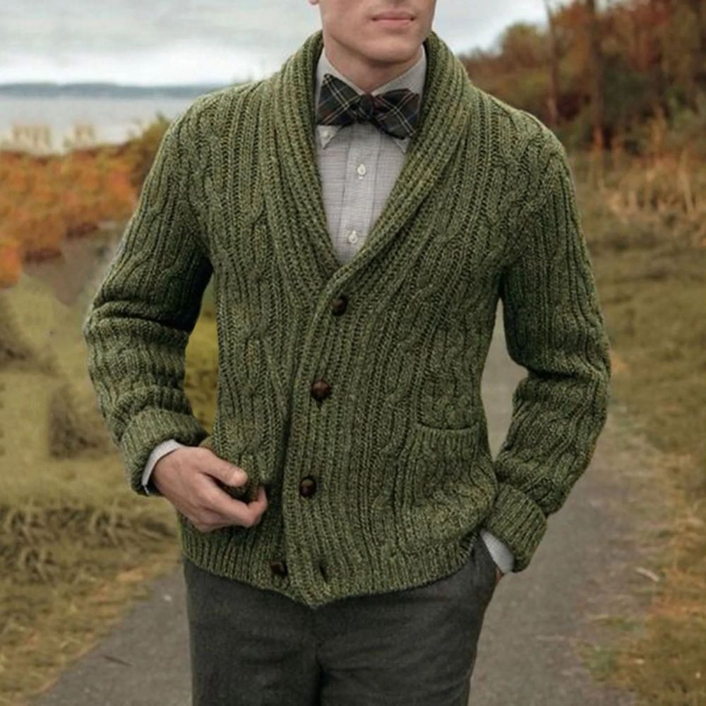 Klassische Strickjacke für Männer – zeitloser Stil und Wärme für Herbst- und Wintertage.