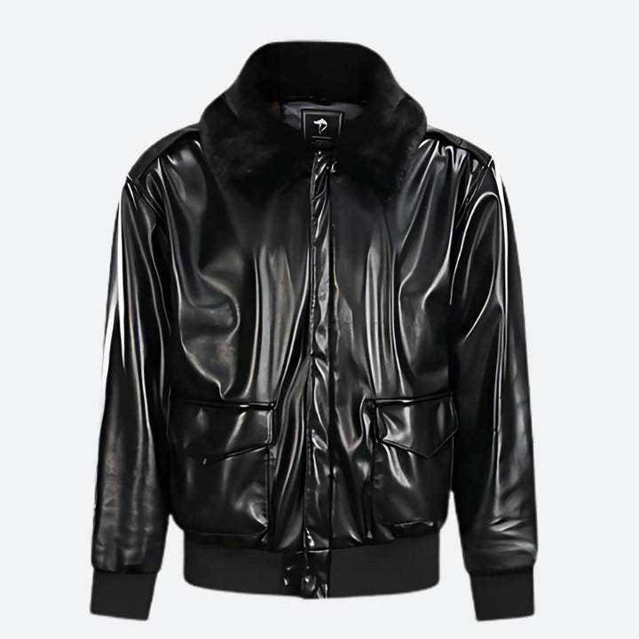 Klassische Vintage-Lederjacke aus hochwertigem Leder, stilvoll und robust, ideal für kühle Tage.