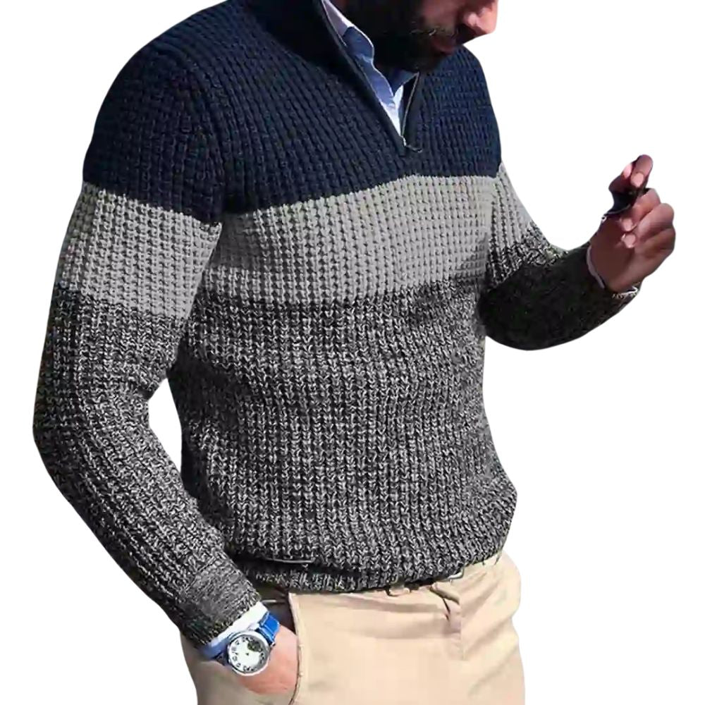 Klassischer Pullover mit Reißverschluss für Männer, ideal für Herbst und Winter, mit wärmendem Material und zeitlosem Stil.