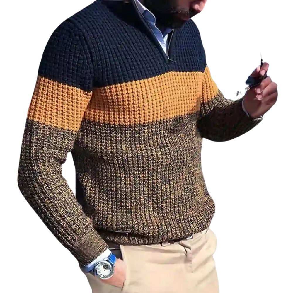 Klassischer Pullover mit Reißverschluss für Männer, ideal für Herbst und Winter, mit wärmendem Material und zeitlosem Stil.
