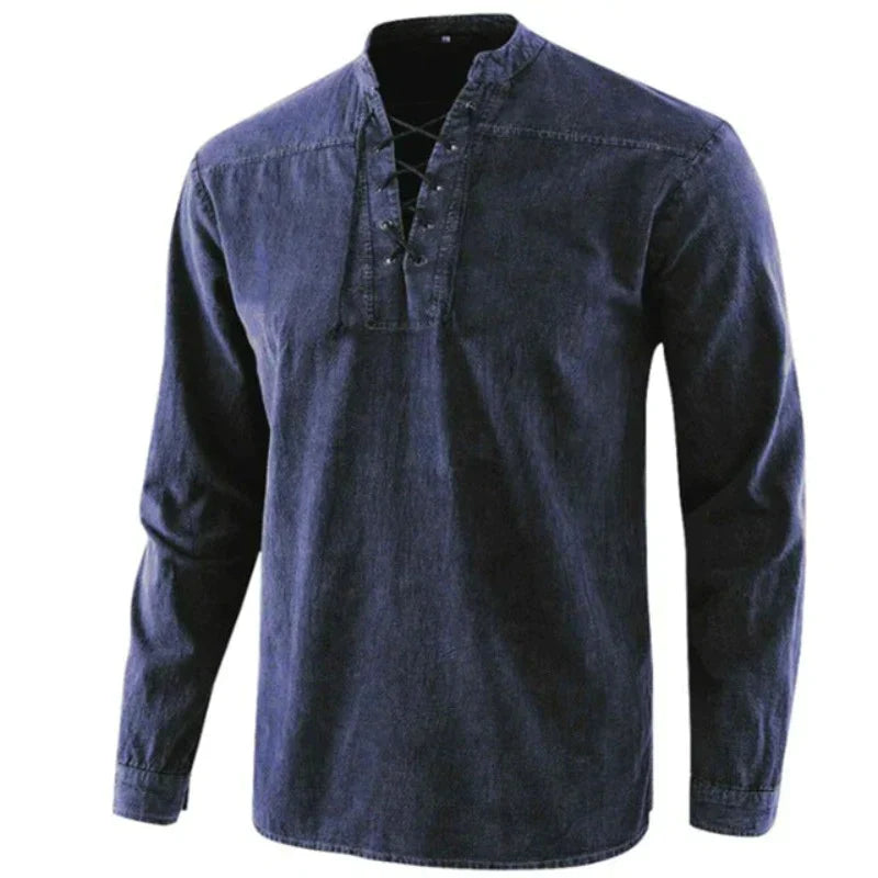 Klassisches V-Neck Sommerhemd für Männer – leicht, atmungsaktiv und stilvoll für warme Tage.