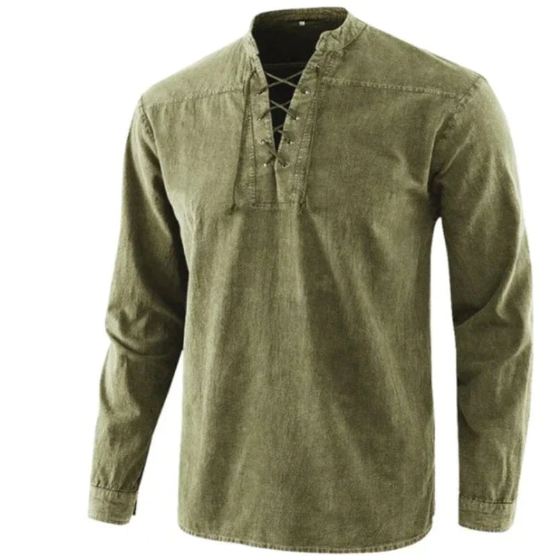 Klassisches V-Neck Sommerhemd für Männer – leicht, atmungsaktiv und stilvoll für warme Tage.