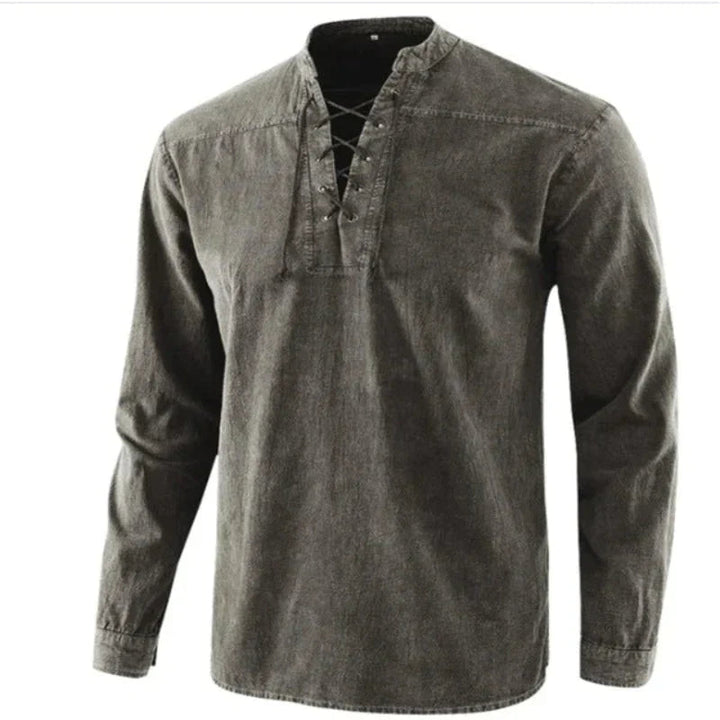 Klassisches V-Neck Sommerhemd für Männer – leicht, atmungsaktiv und stilvoll für warme Tage.