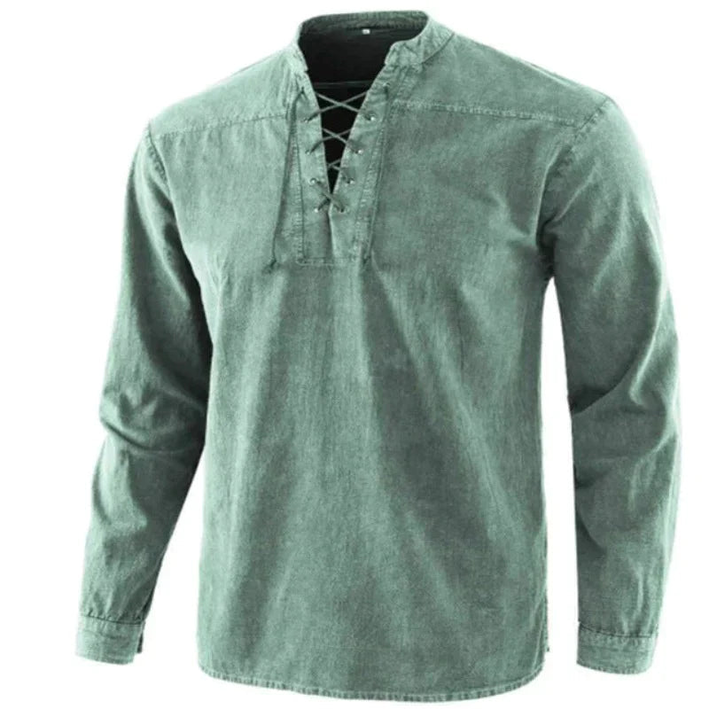 Klassisches V-Neck Sommerhemd für Männer – leicht, atmungsaktiv und stilvoll für warme Tage.