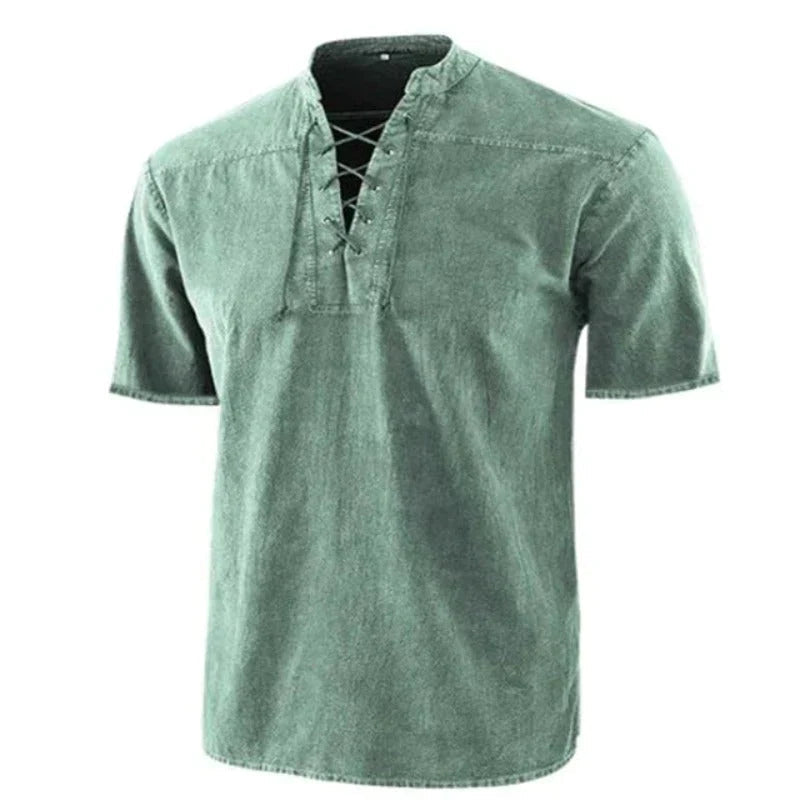 Klassisches V-Neck Sommerhemd für Männer – leicht, atmungsaktiv und stilvoll für warme Tage.