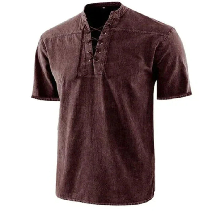 Klassisches V-Neck Sommerhemd für Männer – leicht, atmungsaktiv und stilvoll für warme Tage.