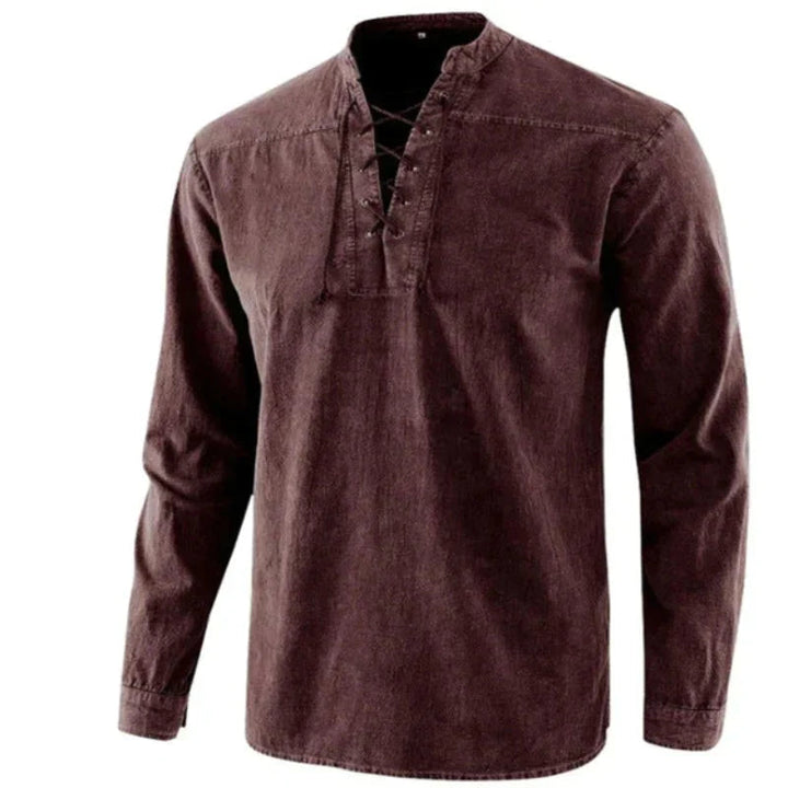 Klassisches V-Neck Sommerhemd für Männer – leicht, atmungsaktiv und stilvoll für warme Tage.