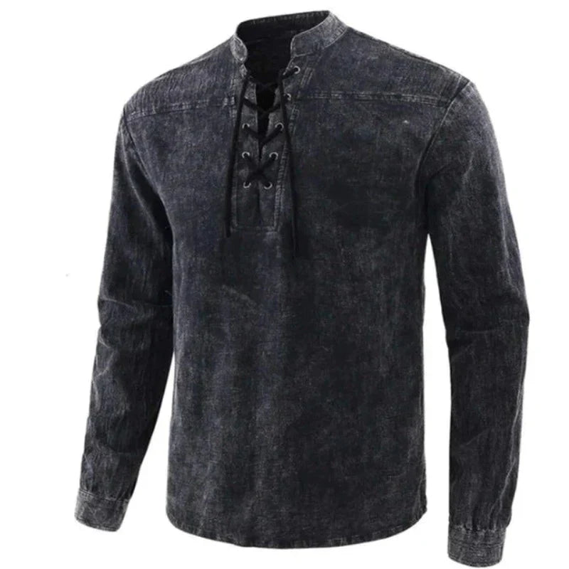 Klassisches V-Neck Sommerhemd für Männer – leicht, atmungsaktiv und stilvoll für warme Tage.